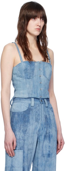 Blue Paneled Denim Camisole