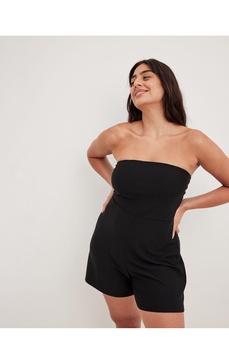 NA-KD bandeau jersey romper in black