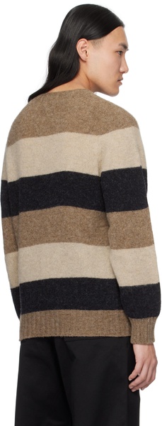 Multicolor Crew Stripe Shaggy Sweater