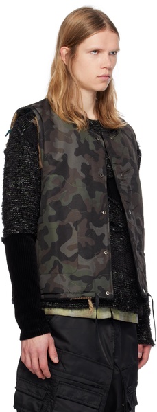 Black Camouflage Knit Reversible Vest