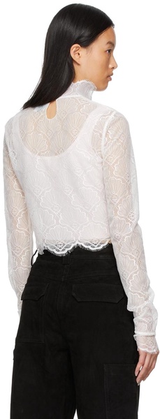 White Lace Cropped Turtleneck