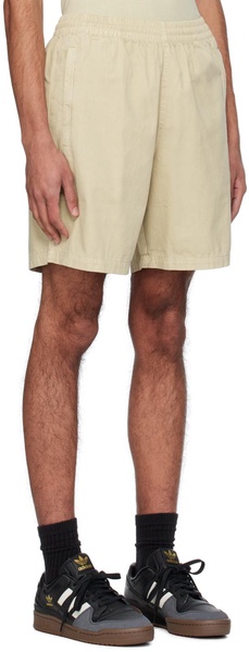 Beige Embroidered Shorts