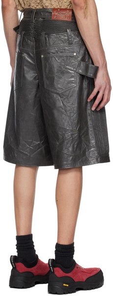 Gray Sunbird Faux-Leather Shorts