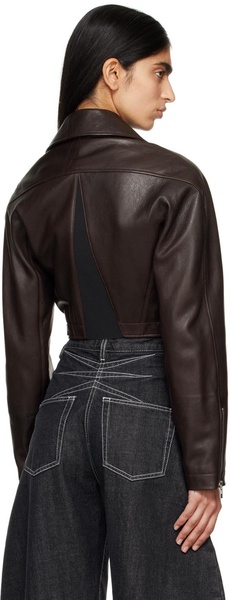 Brown Cropped Leather Jacket