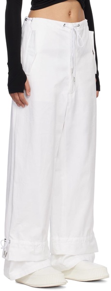 White Eyelet Tie Trousers