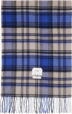 Blue & Gray Revint Plaid Muffler Scarf