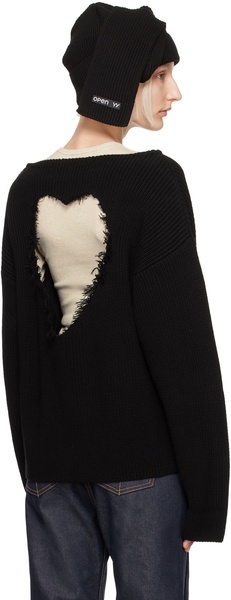 Black Damaged Heart Sweater