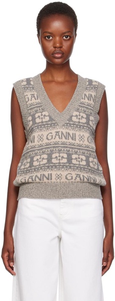 Gray V-Neck Vest