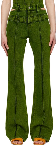 Green Joan Double Waist Jeans