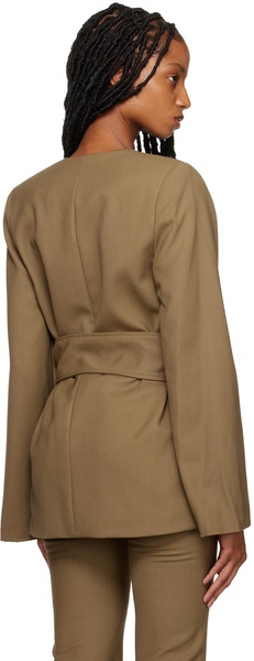 Khaki Collarless Blazer