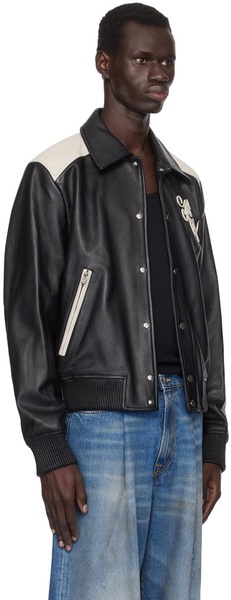 Black MA Swirl Band Leather Jacket