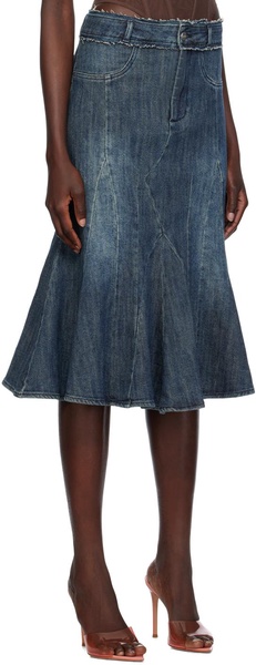 Blue Gaudi Denim Midi Skirt