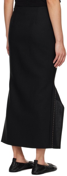 Black Patillon Midi Skirt