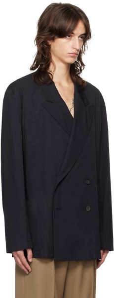 Black Cotton Poplin Blazer