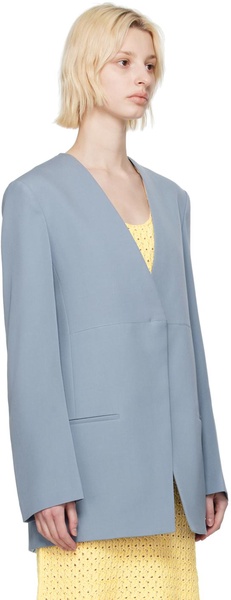 Blue Collarless Blazer