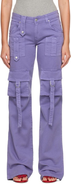 Purple Cinch Strap Cargo Pants