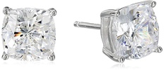 Amazon Essentials Platinum Plated Sterling Silver Cushion Cut Cubic Zirconia Stud Earrings (previously Amazon Collection)