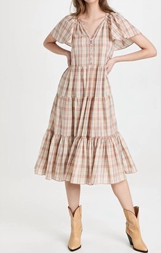 the iris dress in washed rose plaid