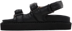 Black Touch-strap Platform Sandals In Leather Woman