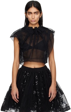 Black Pleated Neck Blouse