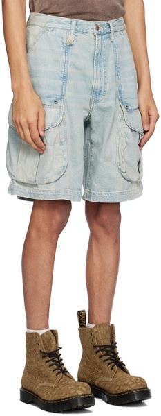 Blue Pocket Denim Shorts