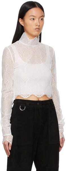 White Lace Cropped Turtleneck