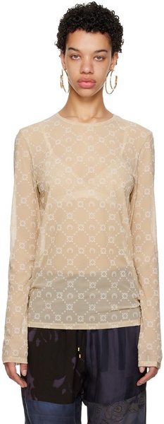 Beige Moonogram Long Sleeve T-Shirt