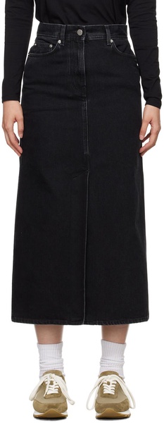 Black Rona Denim Midi Skirt