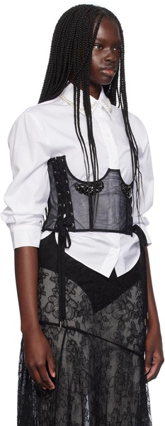 Black Embellished Short Lace Up Corset