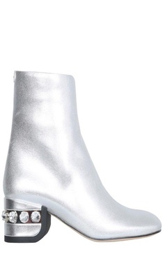 Nicholas Kirkwood Round Toe Crystal-Embellished Ankle Boots