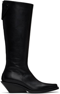 Black Auke Pointy Medium Heel Tall Boots