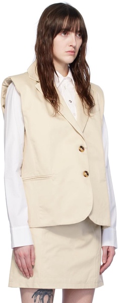 Beige Sleeveless Blazer