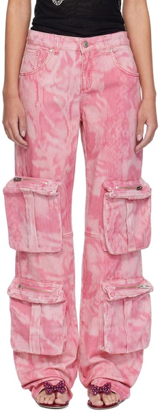 Pink Camouflage Denim Cargo Pants