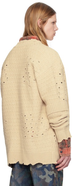 Beige Roghen Wool Long Cardigan