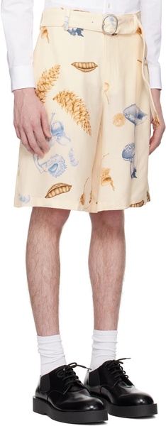 Beige Printed Shorts