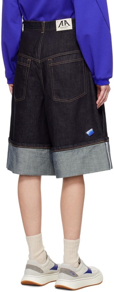 Indigo Contrast Denim Shorts