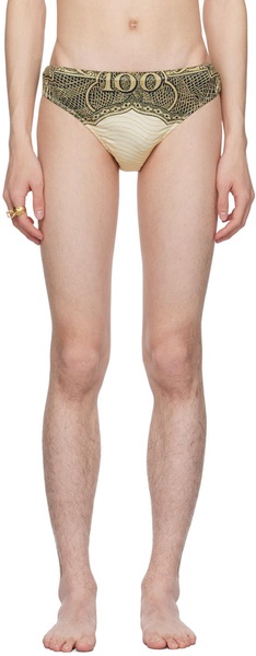 Green & Beige 'The Cartouche' Swimsuit Briefs