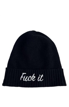 women's cashmere f*ck it beanie in black