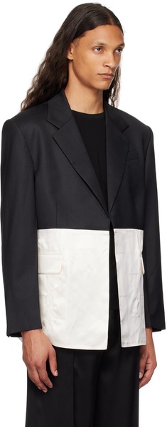 Black & Off-White Combo Classic Blazer