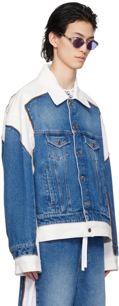 Blue & White 'The Trompe L'oeil' Denim Jacket