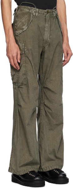 Khaki Wide-Leg Cargo Pants