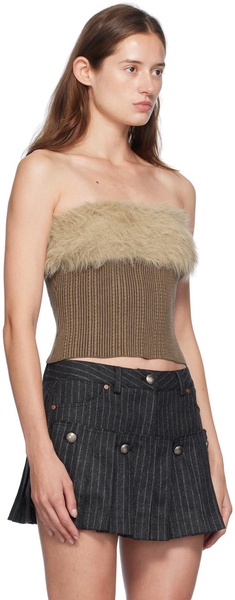 Brown Hairy Knit Tube Top