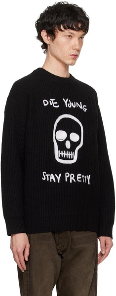 Black Wool Boyfriend 'Die Young' Sweater