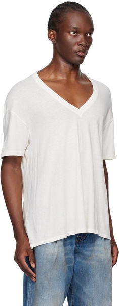 White V-Neck Boxy Seamless T-Shirt