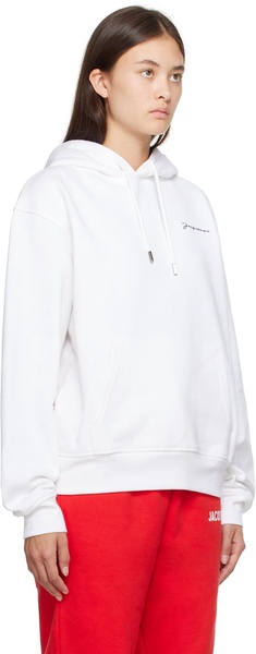 White Le Raffia 'The Embroidered Sweatshirt' Hoodie