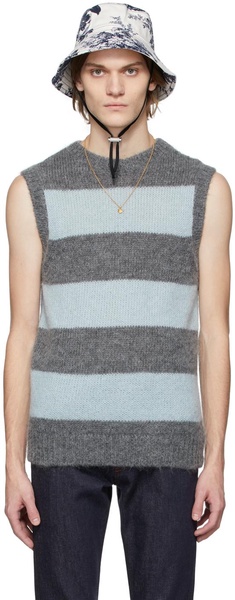 Grey & Blue Mohair Ethan Vest