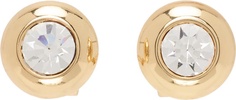 Gold Crystal Dome Stud Earrings