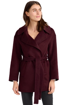 eternal flame short robe coat - burgundy