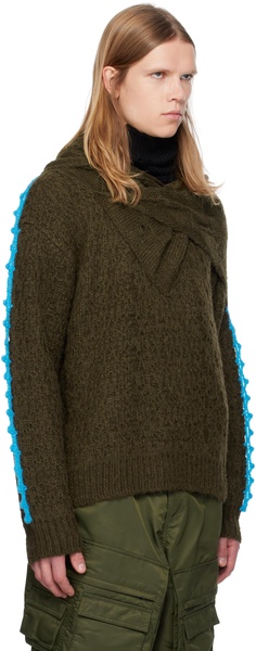 Khaki Arelin Shawl Layered Sweater