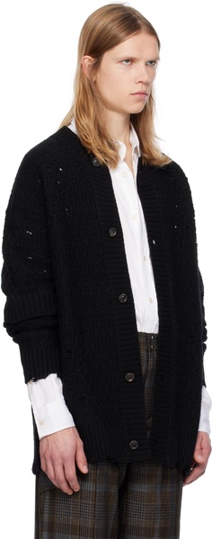 Black Roghen Wool Long Cardigan